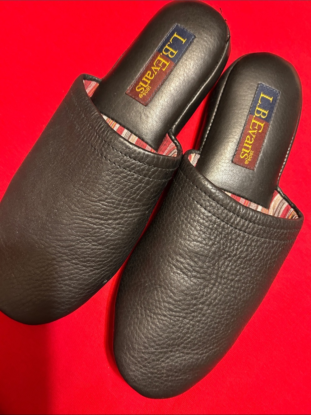 L.B. Evans Black Pebble Leather Slide Slippers